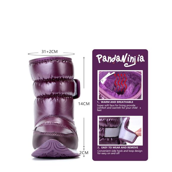 Vecjunia Unisex Kids Winter Snow Boots Anti-Slip - Picture 6 of 7